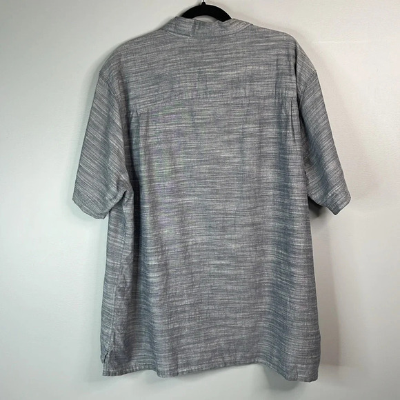 WOOLRICH Mens Blue Marled Chambray Button Up Shirt Short Sleeve Cotton Preppy XL - Picture 7 of 11